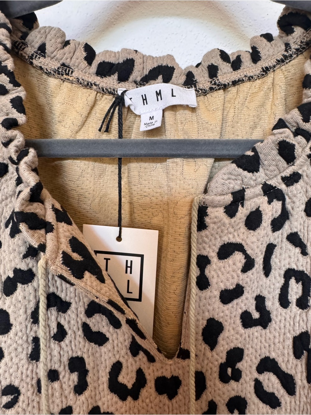 THML Leopard Print Tiered Peplum Tunic - Black & Tan - Picture 4 of 5